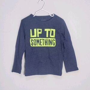The Children's Place Boys 4t Blue Long Sleeve Crewneck Graphic Logo T-Shirt